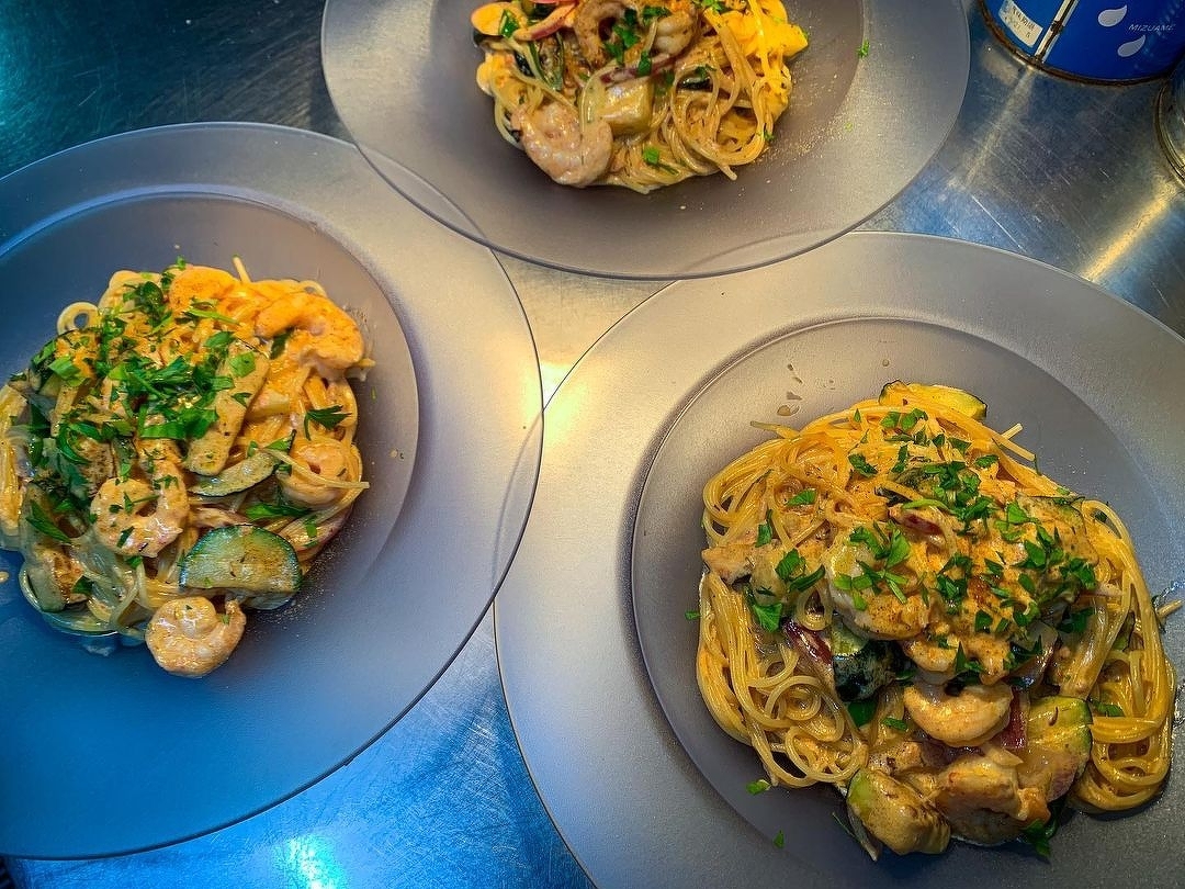 アレンジしたウニ風味のパスタ