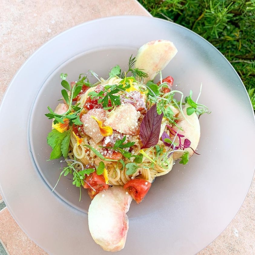 桃の冷製パスタ